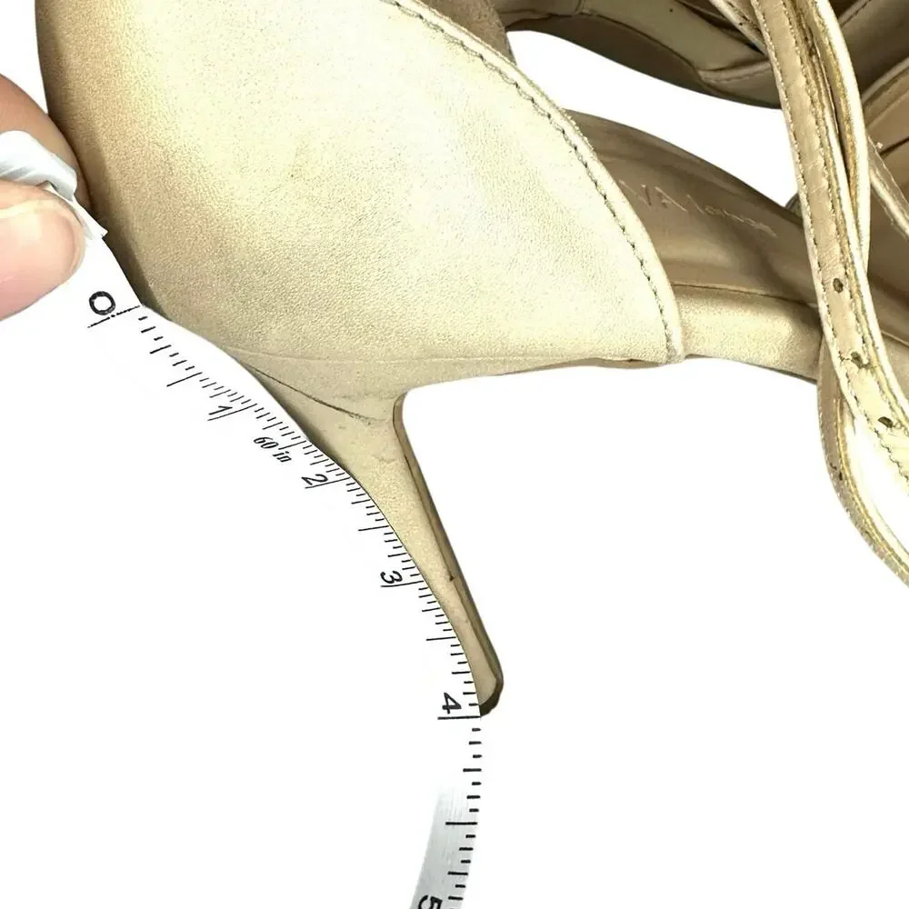 Wild Diva Lounge Pointed Toe Strappy Beige Nude Sandal Women’s Size 8 Heel